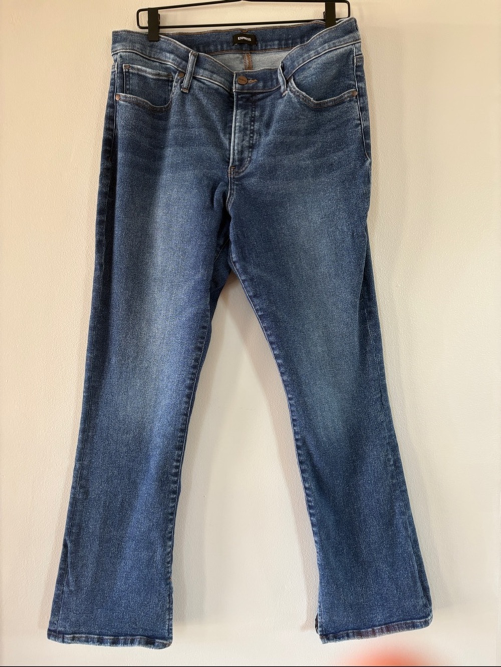 Express Women's Skyscraper Boot Cut Jeans - Dark Blue Wash
